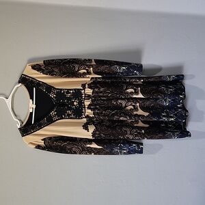 Aryeh Tan Printed  Knit Dress~XL